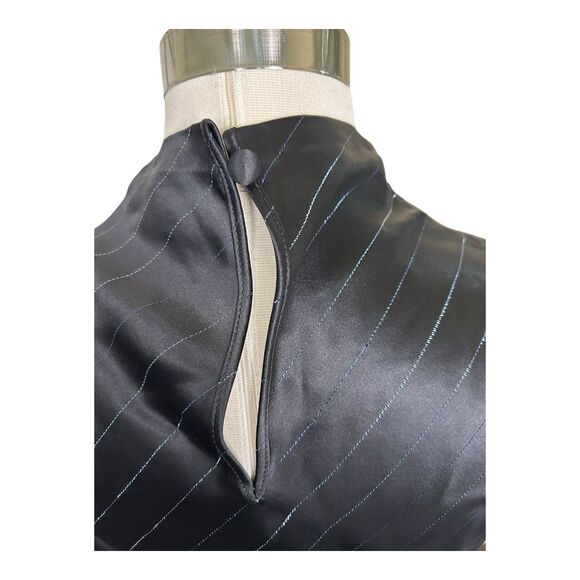 Nonchalant Label Laura Satin Silver Stripe Sleeveless Blouse High Neck Sz XS - Picture 6 of 9